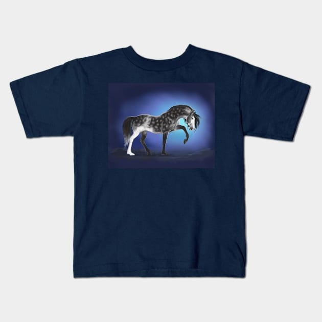 Dapple Gray Pinto Horse Kids T-Shirt by KJL90